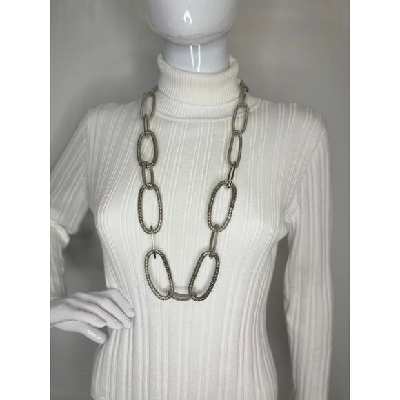 Chico's Jewelry - Chico's necklace costume signed jewelry silver tone mesh long chunky link chain